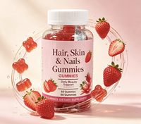 OEM ODM 60 Gummies Cheveux Peau Ongles 2500mcg Biotine, Vitamine C & E Saveur Fraise Complément Alimentaire pour les Soins des Cheveux, des Ongles et de la Peau