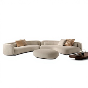 Ensemble de canapés en tissu Bessel minimaliste italien, salon, villa, grand appartement, sol modulaire, housse en flanelle, personnalisation haut de gamme - Product Image 2