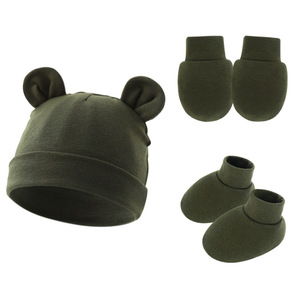 Bonnet de nouveau-né européen et américain, <span class=keywords><strong>gants</strong></span> anti-griffures, couvre-pieds, bonnet mignon à oreilles d'ours, bonnet <span class=keywords><strong>Mickey</strong></span> pour l'hiver, pour étrangers - Product Image 2
