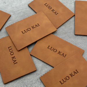 Heat Press Brown Genuine Leather Washable Eco-Friendly Embossed Logo Jeans Trucker Hat <b>Label</b> Patches Brand <b>Name</b> - Product Image 4