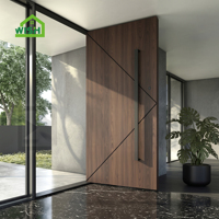 Porte d'entrée pivotante en aluminium de luxe italienne, design moderne, sécurité extérieure, porte pivotante noire en aluminium