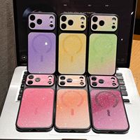 Coque tendance dégradée pour iPhone 17 16 Pro Max, luxueuse, laser scintillante, antichoc, toucher mat, coque arrière