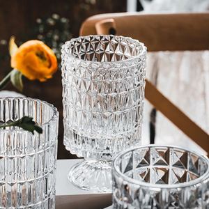 Vase en verre transparent de style européen de 18 cm, vase minimaliste pour fleurs aquatiques, ornement de bureau pour le salon, décoration intérieure - Product Image 3