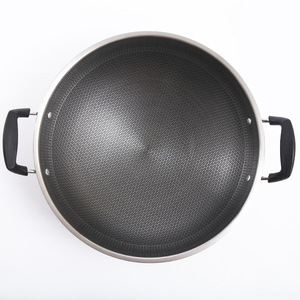 Wok in Acciaio Inossidabile Stile Cinese con Doppio Manico a Nido d'Ape, Padella Antiaderente Grande per Uso Domestico, per Fornelli a Gas, Senza Coperchio, Speciale per Cuochi Casalinghi - Product Image 4
