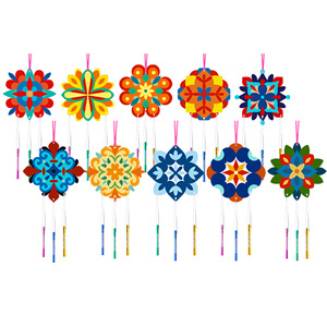 Carillon éolien Mandala en peuplier - Kit de décoration artisanal à finir soi-même, gravé au laser, pour la maison - Product Image 1