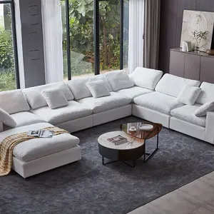 L Bentuk Sofa Mewah Bagian Sofa Set Furnitur Ruang Tamu Sofa Kulit Modern