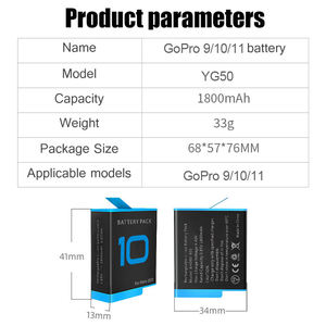 KAMPHO-Batterie pour <span class=keywords><strong>GoPro</strong></span> <span class=keywords><strong>Hero</strong></span> 12 11 <span class=keywords><strong>10</strong></span> 9 Li-ion, stockage rapide rechargeable - Product Image 4