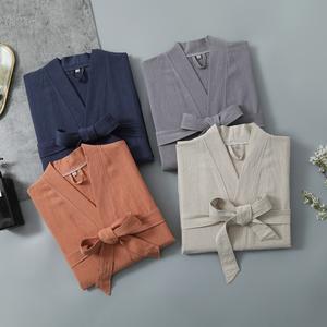 Logo personalizzato estivo sera al ginocchio accappatoio tessuto in cotone di colore naturale lino Hotel Spa avvolgente asciugamano per la casa - Product Image 2