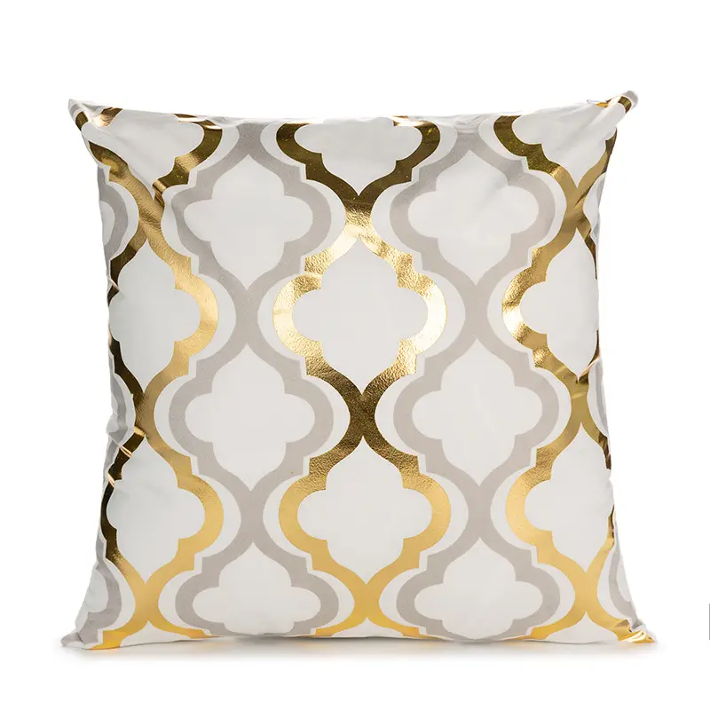 Housse de coussin décorative nordique, taie d'oreiller brillante, avec impression de feuille d'or, de luxe, nordique