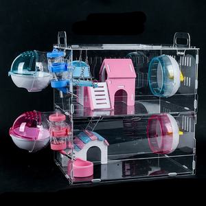 Cage de base à Double couche transparente en fil d'or acrylique, articles d'emballage de luxe, grande cage de hamster de villa - Product Image 6