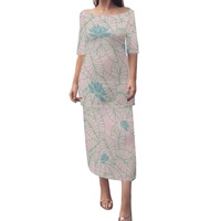 Robe Puletasi en feuille de Kalo, vêtements tribaux polynésiens, robes pour femmes, élégante robe d'île à manches courtes, ensemble Puletasi Hawaï, robe maxi
