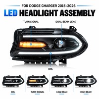 Phare avant PCS-H15 pour Dodge Charger 2015-2024, mise à niveau LED performante avec DRL blanc et clignotant séquentiel jaune
