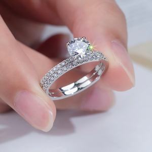 Juego de Anillos de Boda de Platino PT950 con Moissanita Messi Jewelry MSR-1172 - Product Image 4