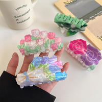 Coloré acrylique mignon rafraîchissant printemps fleur pince à cheveux tulipe lys Rose accessoire de cheveux en gros filles pinces à cheveux