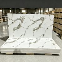 Lámina de PVC con Acabado Brillante UV, Paneles Decorativos de Pared de Lujo con Aspecto de Mármol, Hechos de Piedra y Plástico, Panel de Pared para Mampara de Ducha