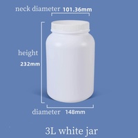 Offre Spéciale – Pot Rond en Plastique HDPE de 2L, 3L, 4L, Qualité Alimentaire, à Large Ouverture, avec Couvercle à Vis et Impression Sérigraphique