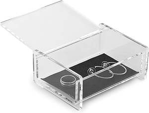 Boîte à fourre-tout ronde en acrylique transparent 3.75 "x 5" avec couvercle à charnière petit stockage polyvalent Keekes bijoux bibelots pour affichage - Product Image 2
