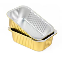 Conteneur rectangulaire en aluminium doré écologique de 890 ml avec couvercle assorti, jetable, compatible micro-ondes, recyclable, pour plats à emporter