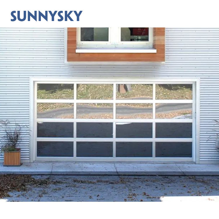 Sunnysky Automatic Full View 8x7 Aluminum Garage Door Modern Sliding up ...