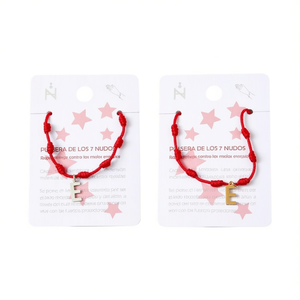 Braccialetto Nodo a Sette Stelle in Acciaio Inossidabile con Cordino Rosso e Ciondolo Lettera, Gioiello Protettivo Fatto a Mano - Product Image 2