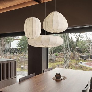 Chinese Style Silk Pendant Lamp Oval Shape <b>Led</b> <b>Light</b> For Hotel Guesthouse Tea Room Study Room Lighting Fixture - Product Image 2