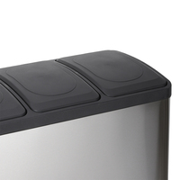 Poubelle de recyclage SY Home Hotels 45/60L à pédale en acier inoxydable pour intérieur/extérieur avec 3 compartiments