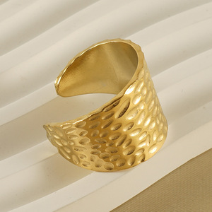 ZOGXIN Hammered Gold <b>Ring</b> <b>Adjustable</b> Open Band Unisex Index Finger Jewelry Gift - Product Image 2