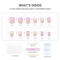 Faux Ongles Courts Nude Français en Acrylique ABS Réutilisables à Coller – Vente en Gros