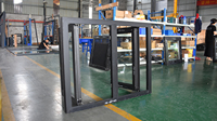 Ventana Corredera Doble de Vidrio Moderna CBMmart para Oficina o Dormitorio, Ventanas Correderas de Aluminio con Diseño Gráfico para Balcón u Oficina
