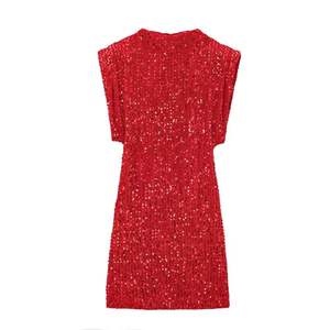 Robe à épaulettes en sequins élégante et tendance pour femmes, nouvelle collection automne - Product Image 6