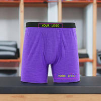 Sous-vêtements pour hommes en laine mérinos tricotée respirante, anti-odeur, écologiques, avec logo d'entraînement GYM imprimé, caleçon boxer à taille élastique pour adultes