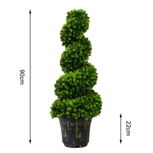 3Ft Garden Supplies <b>Plastic</b> UV Protected Faux Real Topiary Green Plant Bonsai Artificial <b>Tree</b> Potted for Garden Door Decor - Product Image 2
