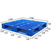 Palette en HDPE bleue empilable à grille supérieure personnalisable, accès à quatre voies pour le stockage en entrepôt et le transport de marchandises