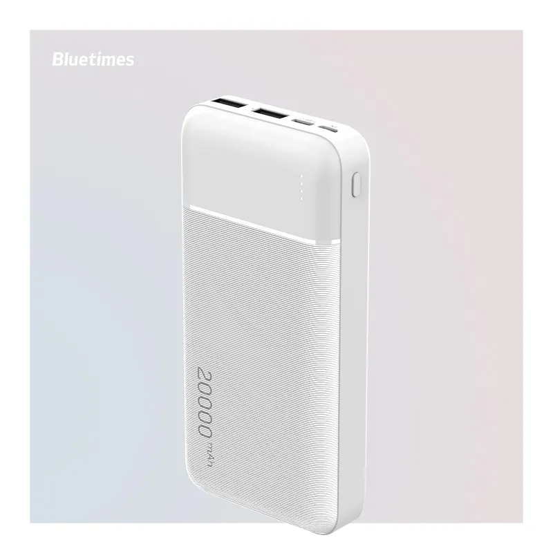 Bluetimes Power Bank portabel, colokan daya USB kapasitas tinggi 20000mAh desain inovatif