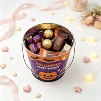 Boîte en fer à motif citrouille, conteneur métallique pour emballage de bonbons et chocolats, seau de rangement réutilisable pour biscuits et petits articles