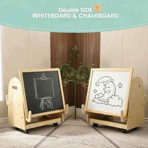 Large Double Sided Wooden Drawing Board for Kids Children's Early Education Multifunction Bookshelf Storage Rack Drawing <strong>Toy</strong> - Product Image 2
