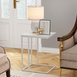 Pequeña mesa auxiliar de café con extremo de rueda portátil en forma de C mesa de aperitivos muebles para el hogar 50 muebles de sala de estar contemporáneo - Product Image 3