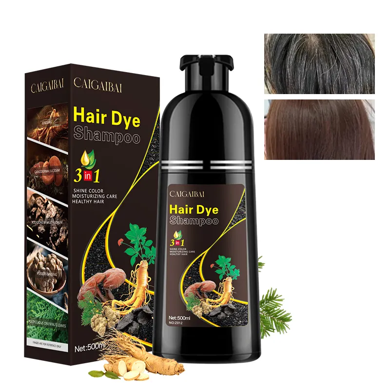 Dropshipping Groothandel Natuurlijke Instant Haarverf Zwarte Shampoo Gember Haarverf Permanente Zwarte Shampoo Voor Vrouw Man