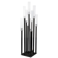 Candélabres à 9 bras en acrylique noir pour centres de table de mariage, décoration, chandeliers pour mariage