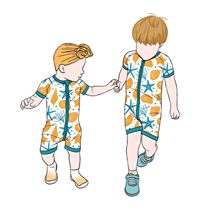 Tutina Estiva per Bambini Little Glow Kid con Cerniera Bidirezionale in Bambù, Maniche Corte, per Bambini e Ragazzi - Product Image 6