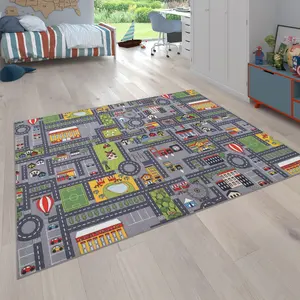 Kids Carpets Rugs Custom Printed Polyester Surface Kids 3D Car Play Street Carpet Rugs