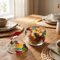 FLVC Amerikaanse stijl glazen snoepvaas 301-400ml draagbaar voor gedroogd fruit en snacks, voedselveilig, decoratief voor thuis, opbergdoos