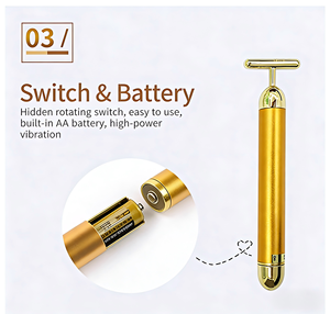 24K Gold Pattern <b>Electric</b> Facial <b>Massager</b> with Vibration for Home Beauty Care and Salon Skin Treatment - Product Image 4