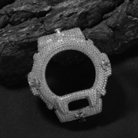 Boîtier de montre tendance en laiton couleur or et argent, compatible DW6900, style Hip Hop, avec lunette en quartz et diamants, léger, pour homme, style Iced Out Rapper