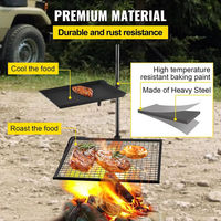 Grill de barbecue d'extérieur portable robuste avec grille double couche et grille grillagée, réglable en hauteur, pour la vente en gros
