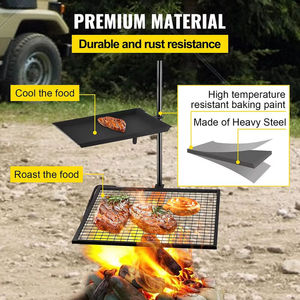 Parrilla de barbacoa portátil de doble capa con parrilla de malla y plancha, de alta resistencia, con altura ajustable y base giratoria, para exteriores, al por mayor - Product Image 6