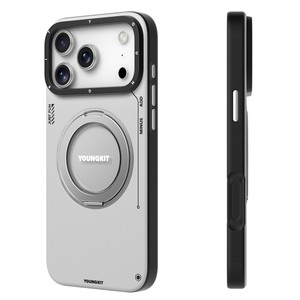 เคส <span class=keywords><strong>YOUNGKIT</strong></span> สำหรับ iPhone 17 Pro Max พร้อมขาตั้งหมุนได้ ป้องกันแรงกระแทก ผลิตจาก TPU + หนัง PU  ฝาหลังโทรศัพท์ - สีเทา - Product Image 3