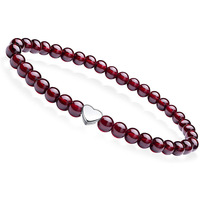 Bracelet unisexe en argent S925 Yunzhi avec perles de grenat rouge bordeaux taille brillant en forme de cœur de 5 mm, fait main, idéal pour anniversaire, vente transfrontalière