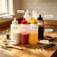 Bouteille souple personnalisée 300 ml pour sauce ketchup, sauce chocolat, et sauces vinaigrette en plastique transparent