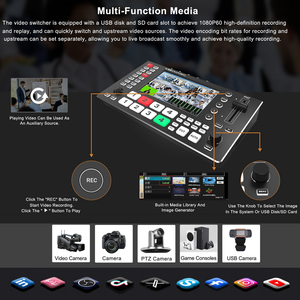 ชุดอุปกรณ์ Movmagic M4S Video Switcher พร้อมกล้อง MC2-E 1080P PTZ 3 ตัว/เอฟเฟกต์การเปลี่ยนโหมด SDI สำหรับการถ่ายทอดสดบน <span class=keywords><strong>Facebook</strong></span>/YouTube ผ่าน OSB - Product Image 6